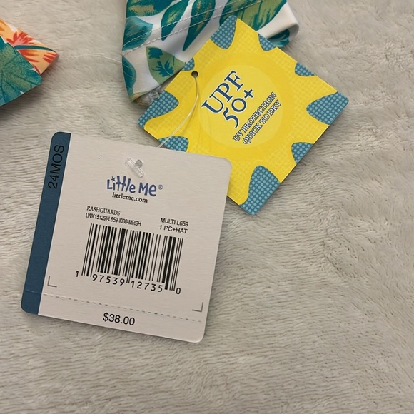 Little Me Tropical One-Piece Infant Rashguard swimsuit - Picture 8 of 14